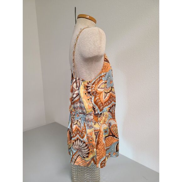 Vtg Cache 100% Silk Beaded Crochet Boho 70s Tank Top MEDIUM Hippie Festival M - Picture 7 of 8